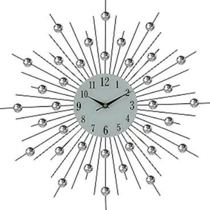 20" Black White And Clear Metal Silent Analog Sunburst Wall Clock HomeRoots