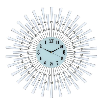 28" Silver And White Metal Silent Analog Sunburst Wall Clock HomeRoots