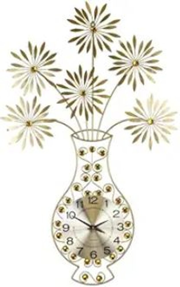 24" Gold Orange And Black Metal Silent Analog Novelty Wall Clock HomeRoots