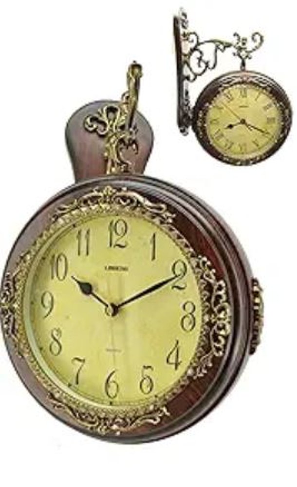 13" Brown Gold And Yellow Resin Silent Analog Ornate Round Wall Clock HomeRoots