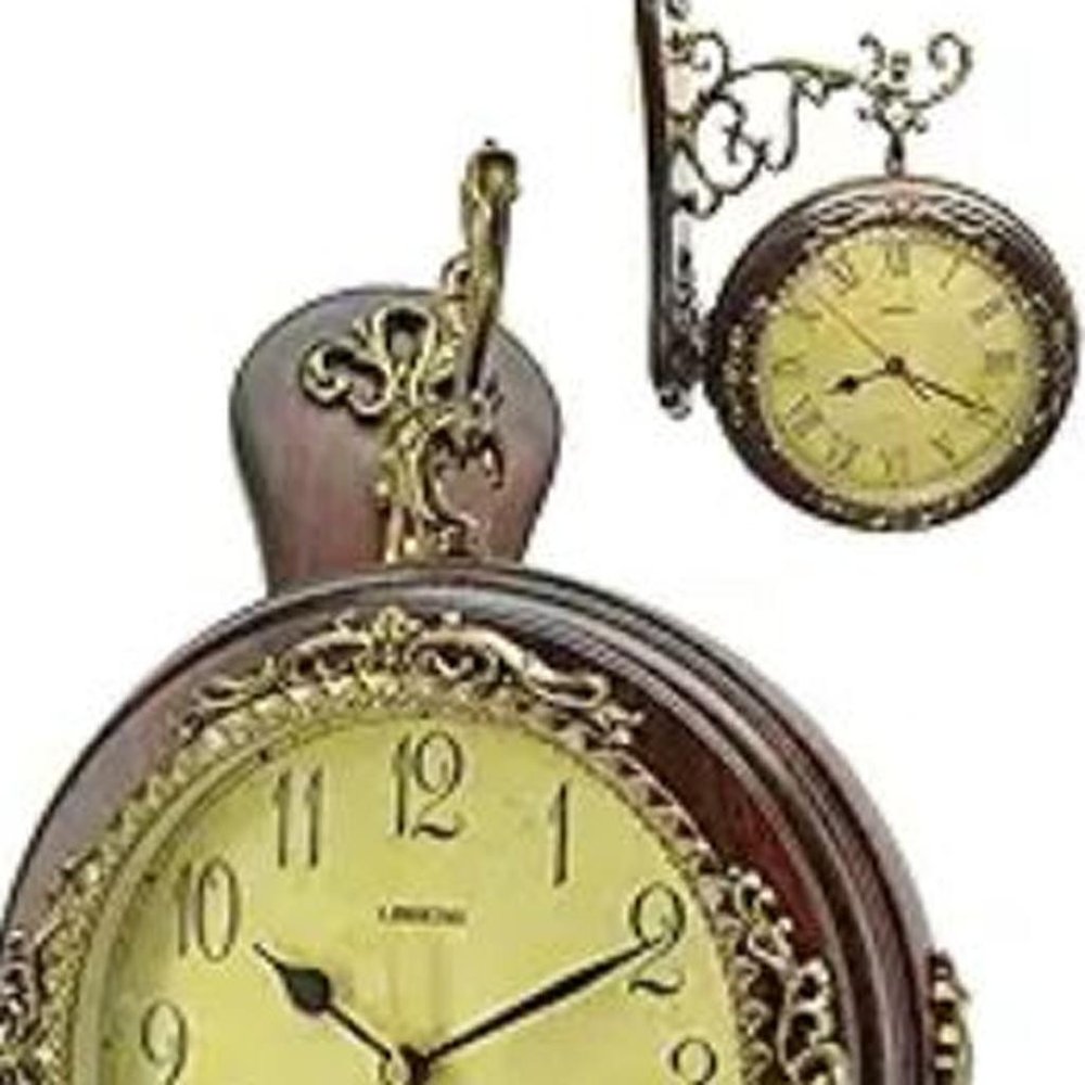 13" Brown Gold And Yellow Resin Silent Analog Ornate Round Wall Clock HomeRoots