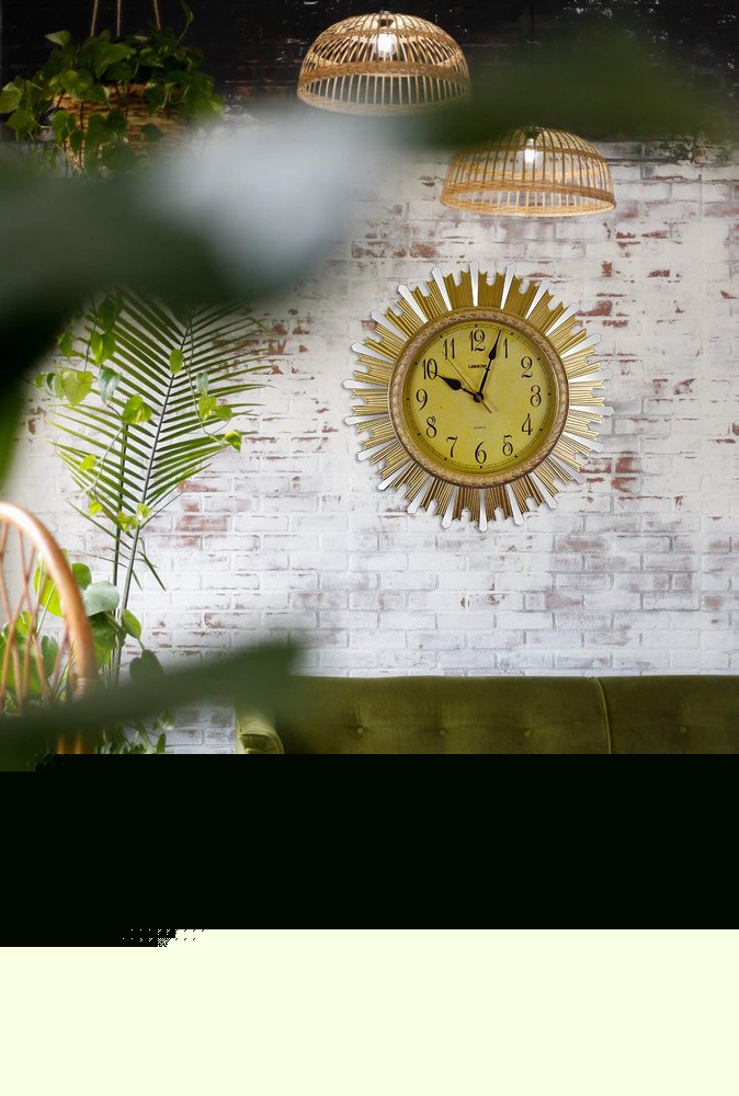 18" Gold And Silver Resin Silent Analog Sunburst Wall Clock HomeRoots