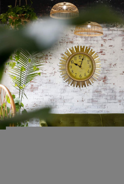 18" Gold And Silver Resin Silent Analog Sunburst Wall Clock HomeRoots