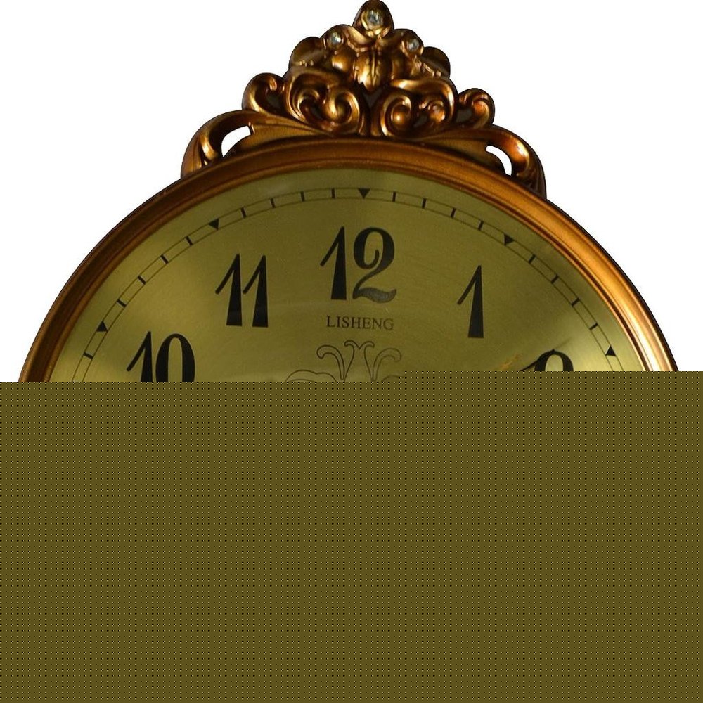 13" Gold And Black Resin Silent Pendulum Ornate Round Wall Clock HomeRoots