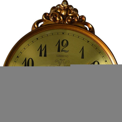 13" Gold And Black Resin Silent Pendulum Ornate Round Wall Clock HomeRoots