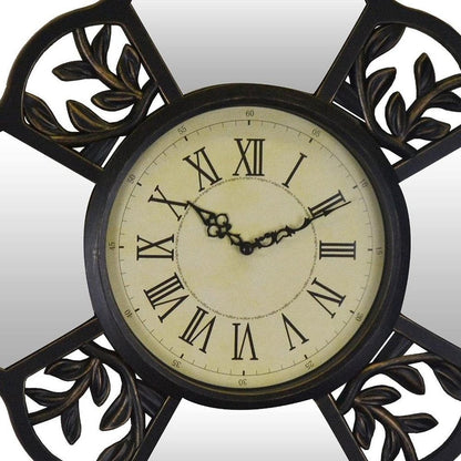 16" Black And Silver Heavy Duty Plastic Silent Analog Ornate Hexagon Wall Clock HomeRoots