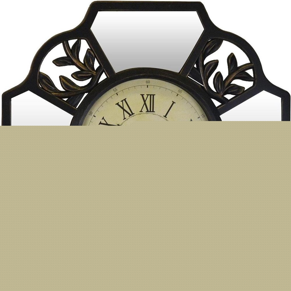 16" Black And Silver Heavy Duty Plastic Silent Analog Ornate Hexagon Wall Clock HomeRoots