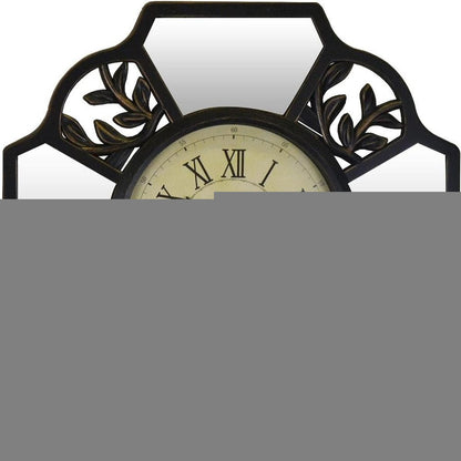 16" Black And Silver Heavy Duty Plastic Silent Analog Ornate Hexagon Wall Clock HomeRoots