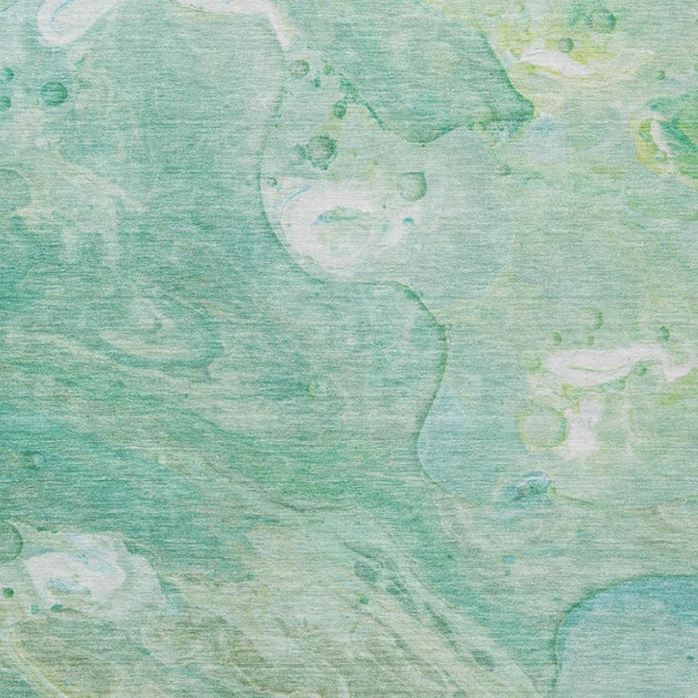 8' X 10' Teal Blue Mint Green And Ivory Abstract Washable Indoor Outdoor Area Rug — view 6