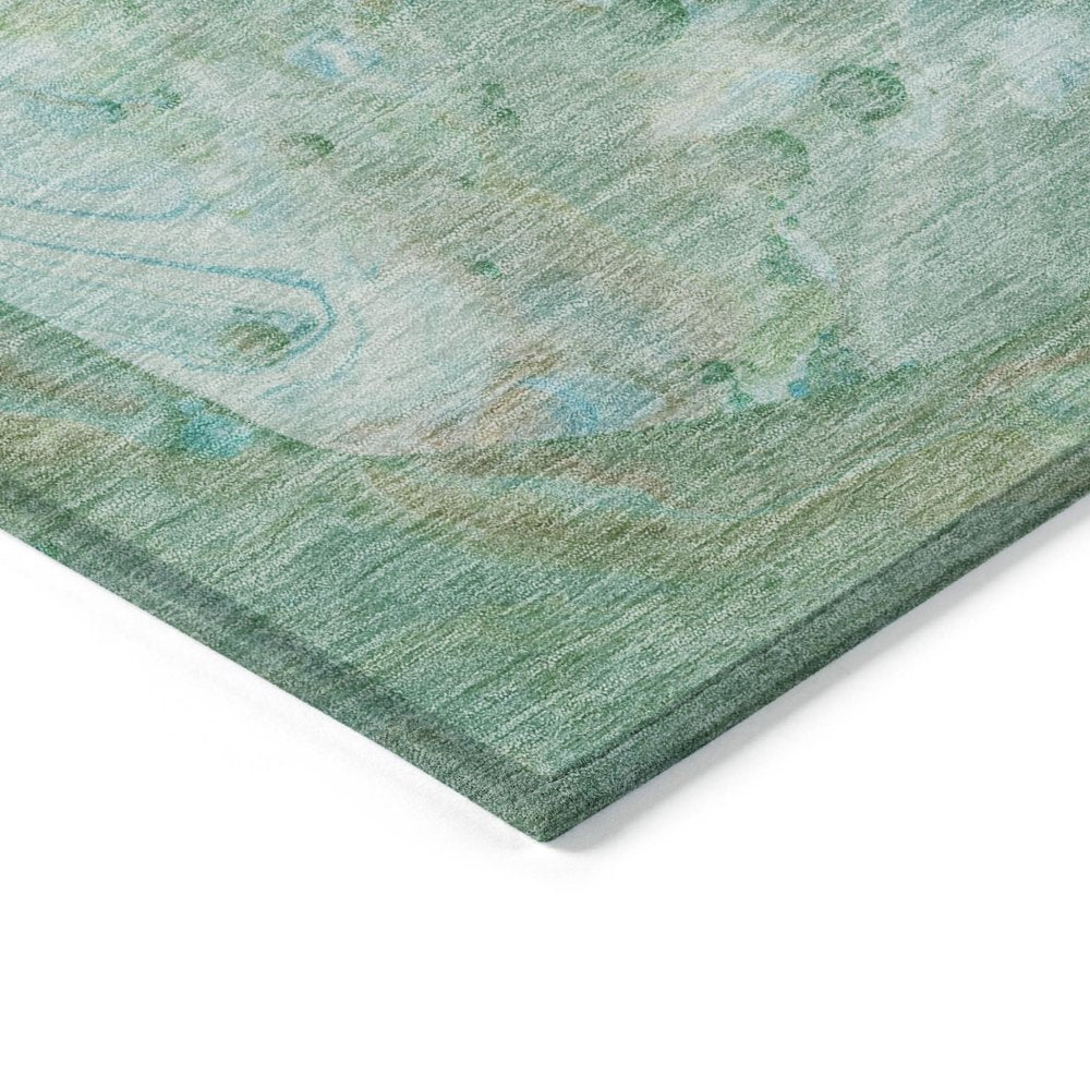 8' X 10' Teal Blue Mint Green And Ivory Abstract Washable Indoor Outdoor Area Rug — view 2