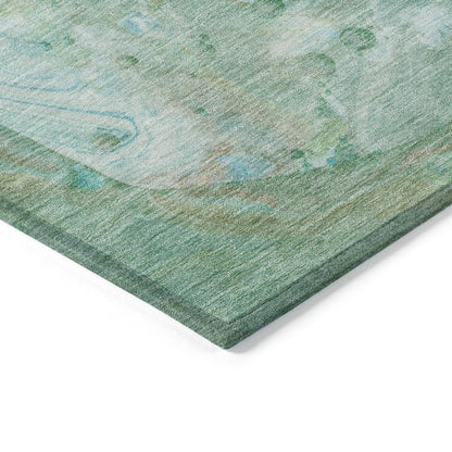 8' X 10' Teal Blue Mint Green And Ivory Abstract Washable Indoor Outdoor Area Rug HomeRoots