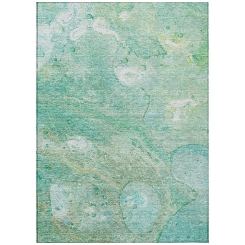 8' X 10' Teal Blue Mint Green And Ivory Abstract Washable Indoor Outdoor Area Rug HomeRoots