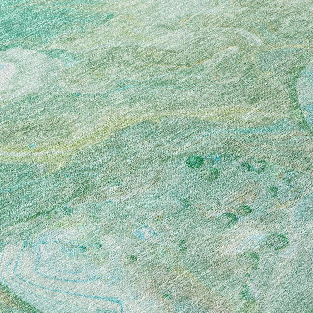 8' X 10' Teal Blue Mint Green And Ivory Abstract Washable Indoor Outdoor Area Rug — view 12