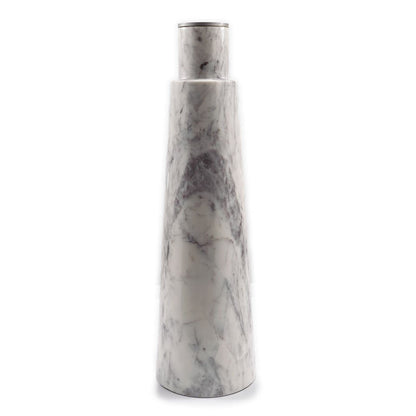 22" Silver and White Aluminum and Marble Pedestal End Table HomeRoots