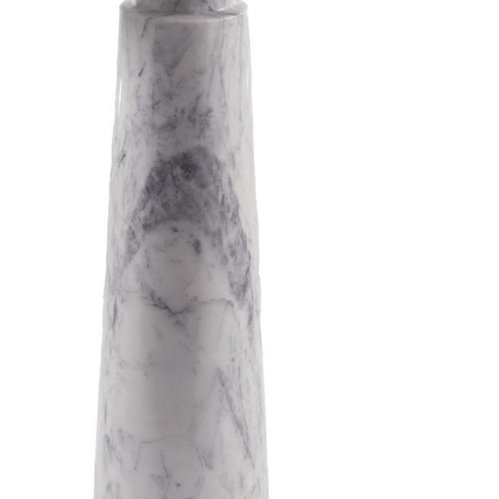 22" Silver and White Aluminum and Marble Pedestal End Table HomeRoots