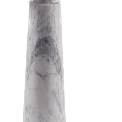 22" Silver and White Aluminum and Marble Pedestal End Table HomeRoots