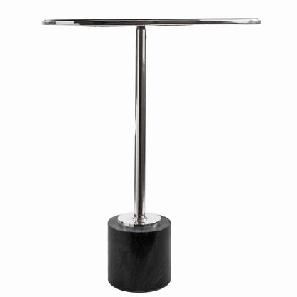 22" Smoky Black and Silver Aluminum Glass and Marble Pedestal End Table HomeRoots