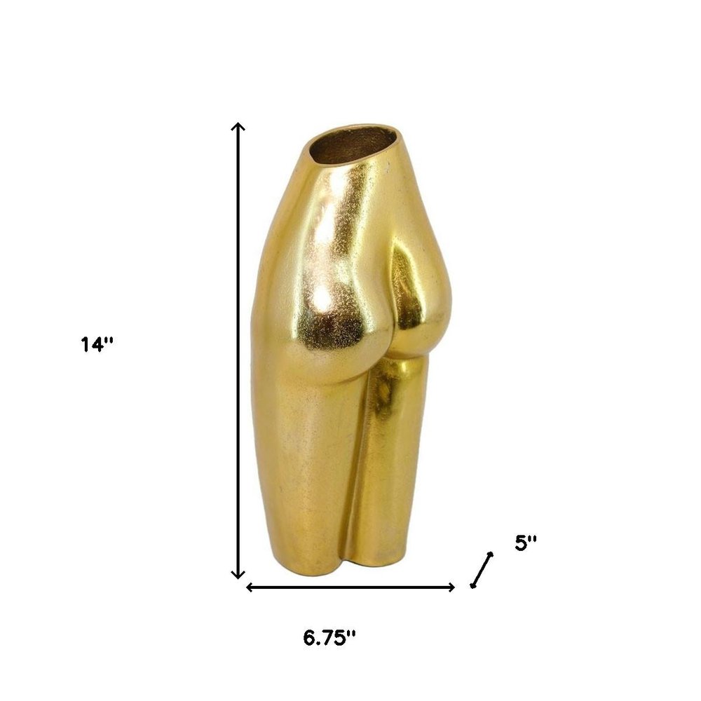 14" Gold Cast Aluminum Female Form Table Vase HomeRoots