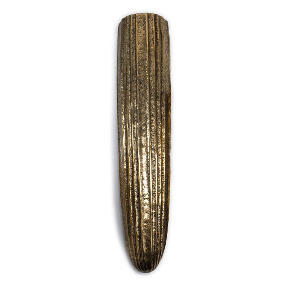 18" Antiqued Gold Ribbed Aluminum Wall Vase HomeRoots