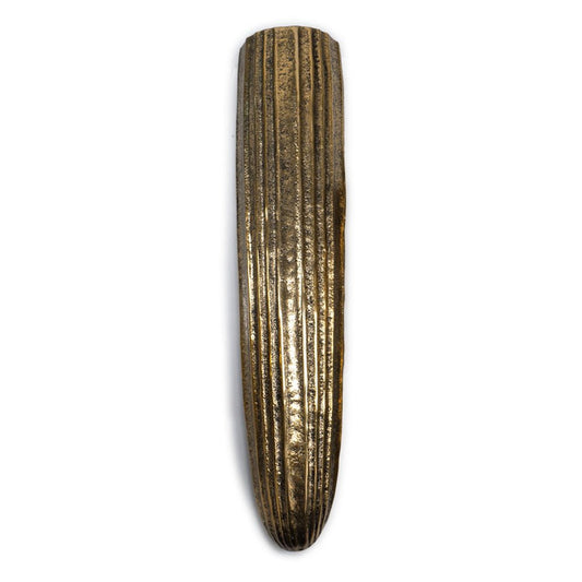 12" Antiqued Gold Ribbed Aluminum Wall Vase HomeRoots