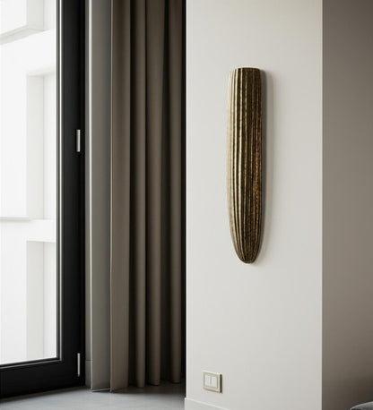 18" Antiqued Gold Ribbed Aluminum Wall Vase HomeRoots