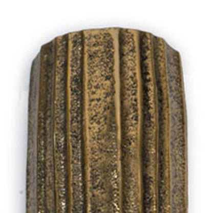 12" Antiqued Gold Ribbed Aluminum Wall Vase HomeRoots