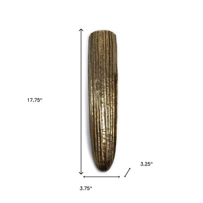12" Antiqued Gold Ribbed Aluminum Wall Vase HomeRoots