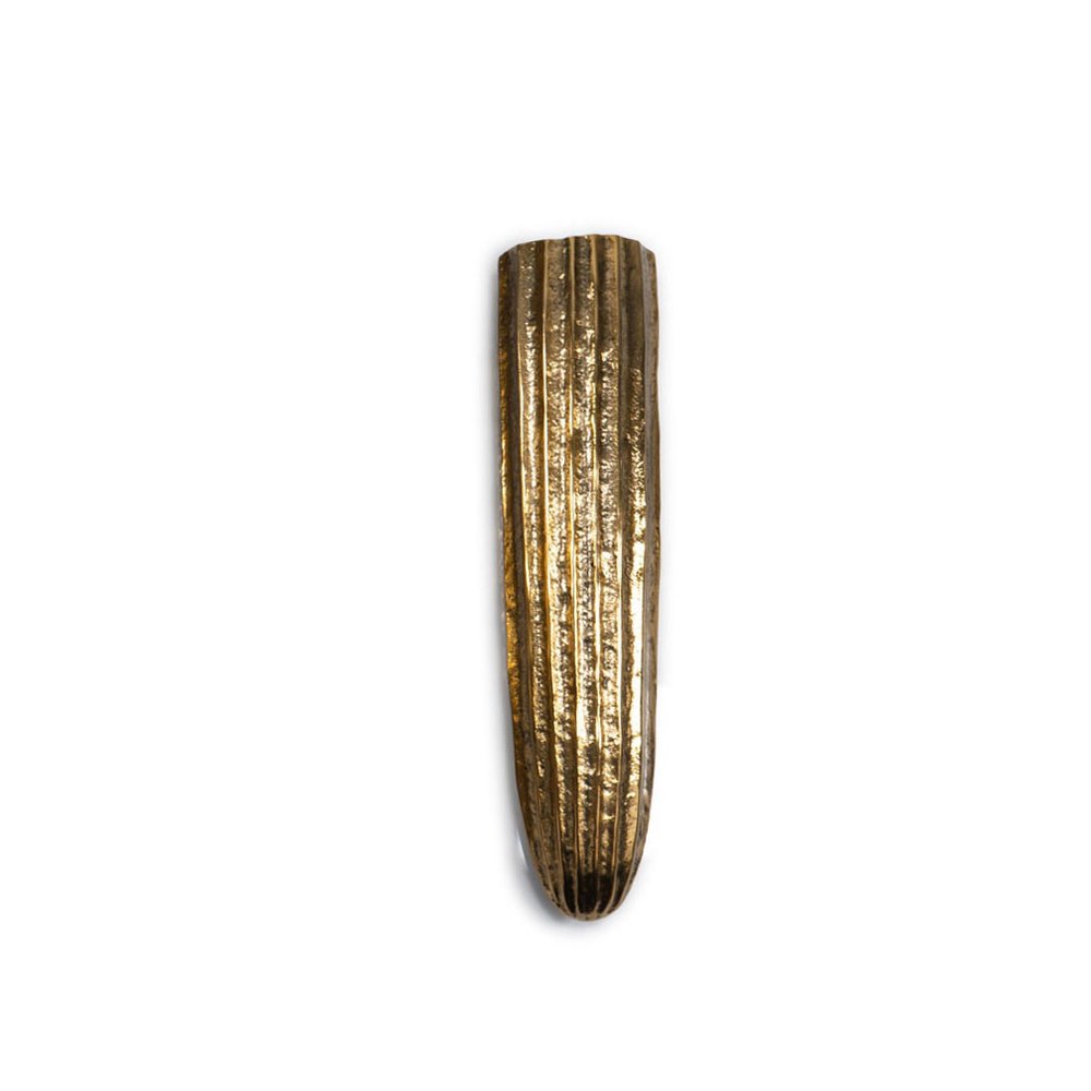 12" Antiqued Gold Ribbed Aluminum Wall Vase HomeRoots
