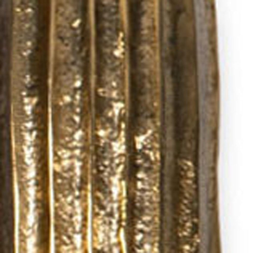 18" Antiqued Gold Ribbed Aluminum Wall Vase HomeRoots