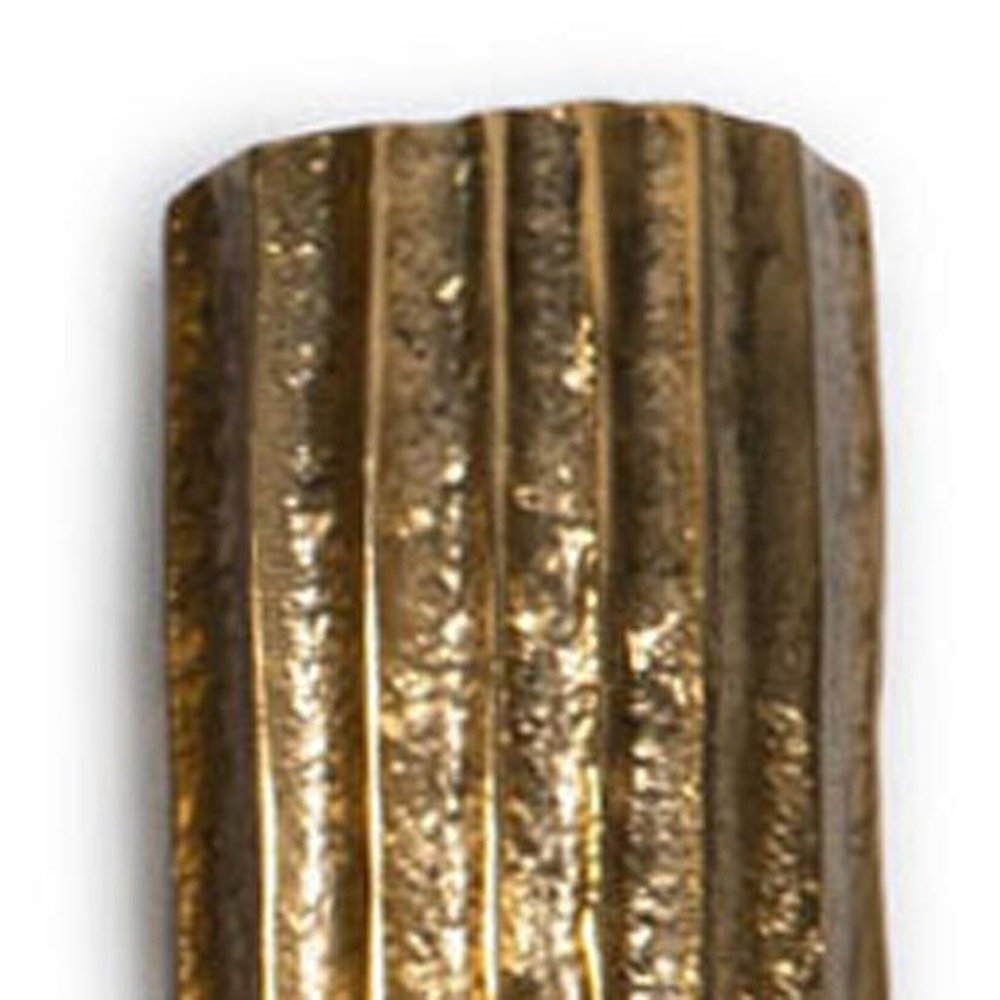12" Antiqued Gold Ribbed Aluminum Wall Vase HomeRoots