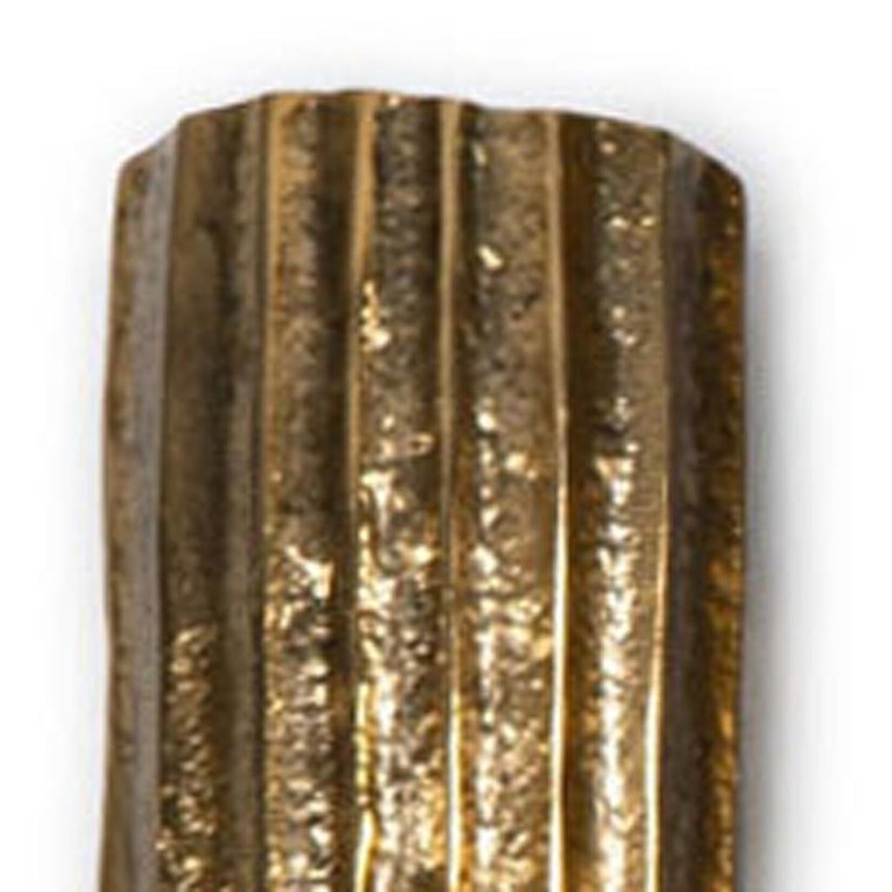 12" Antiqued Gold Ribbed Aluminum Wall Vase HomeRoots