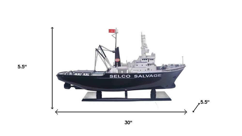 6" Unfinished Wood Hand Painted Model Boat HomeRoots
