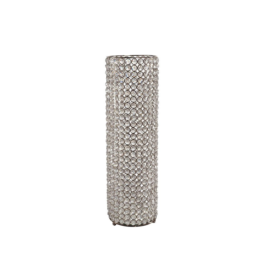 21" Clear And Silver Faux Crystal And Metal Table Vase HomeRoots