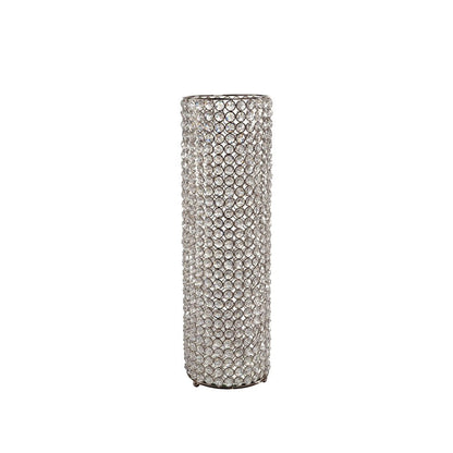 21" Clear And Silver Faux Crystal And Metal Table Vase HomeRoots