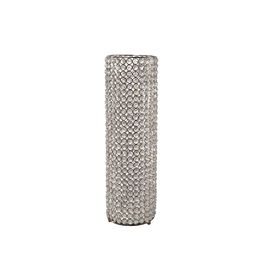21" Clear And Silver Faux Crystal And Metal Table Vase HomeRoots
