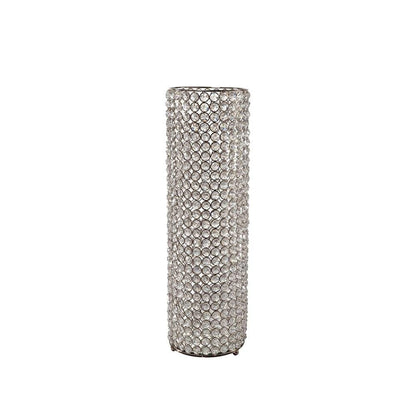 21" Clear And Silver Faux Crystal And Metal Table Vase HomeRoots