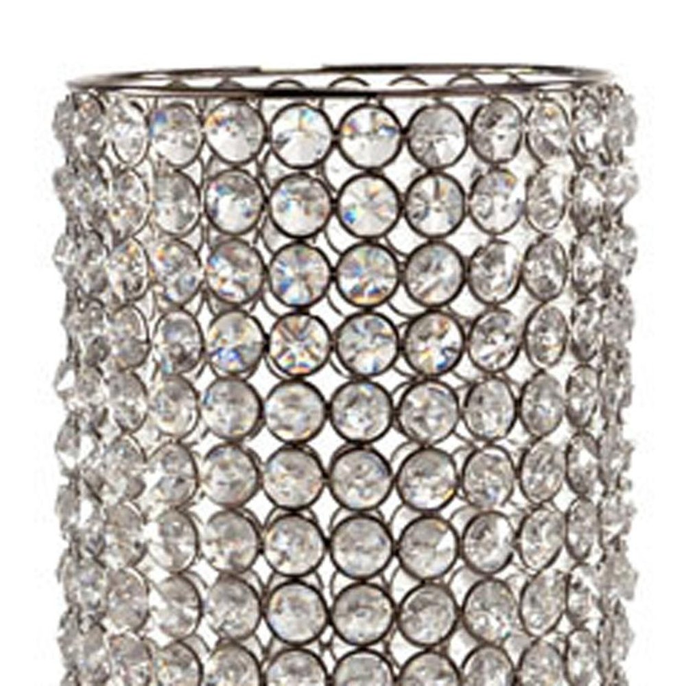 21" Clear And Silver Faux Crystal And Metal Table Vase HomeRoots