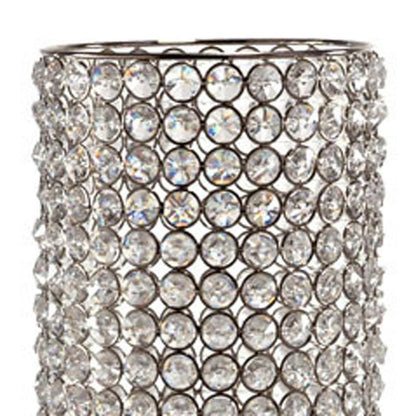 21" Clear And Silver Faux Crystal And Metal Table Vase HomeRoots
