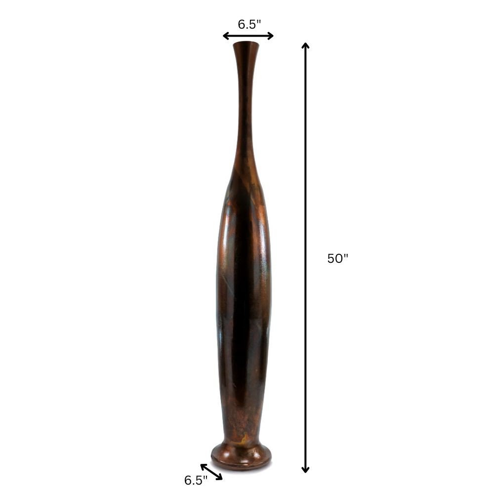 50" Burnished Brown Aluminum Floor Vase HomeRoots