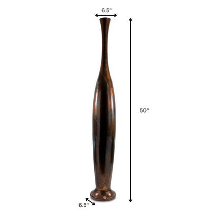 50" Burnished Brown Aluminum Floor Vase HomeRoots