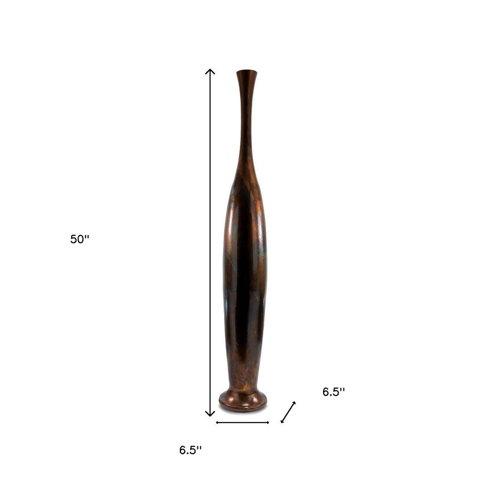 50" Burnished Brown Aluminum Floor Vase HomeRoots