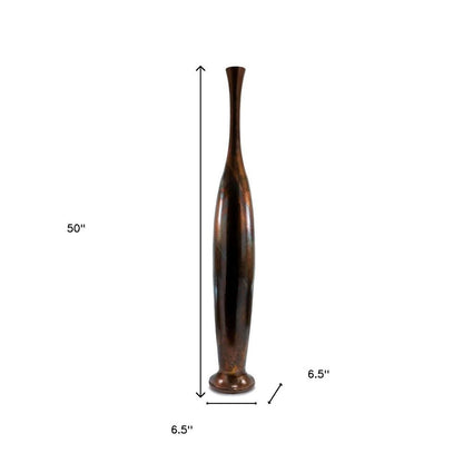 50" Burnished Brown Aluminum Floor Vase HomeRoots