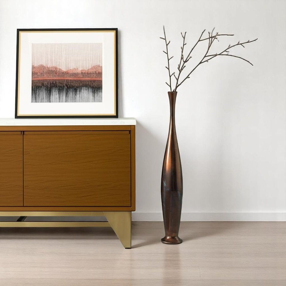 50" Burnished Brown Aluminum Floor Vase HomeRoots