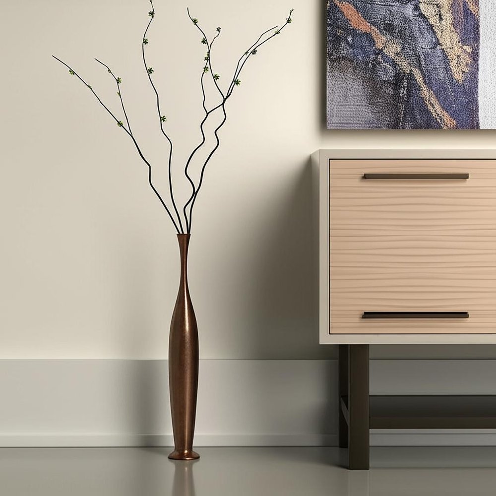 50" Burnished Brown Aluminum Floor Vase HomeRoots