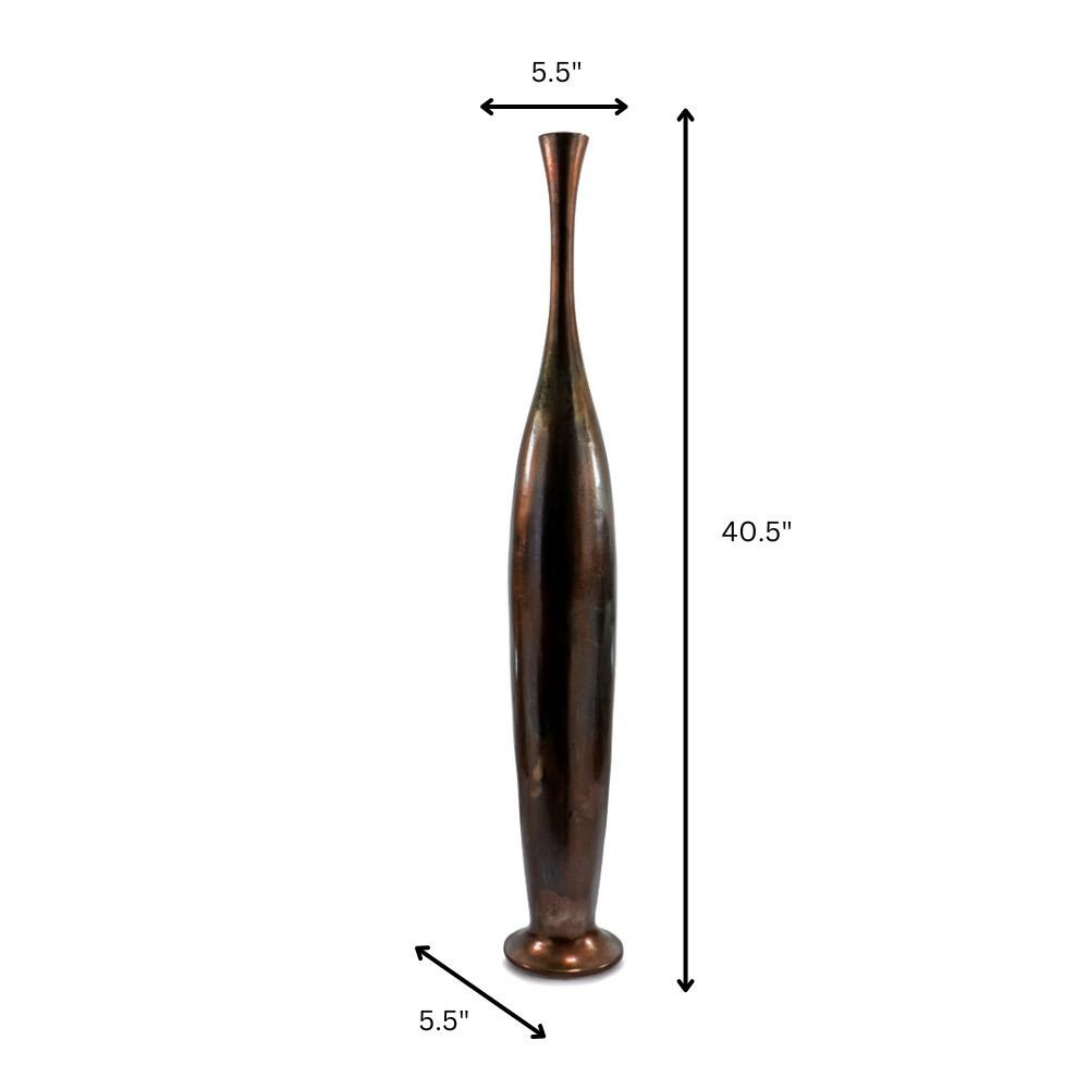 50" Burnished Brown Aluminum Floor Vase HomeRoots