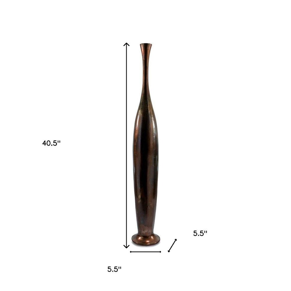 50" Burnished Brown Aluminum Floor Vase HomeRoots
