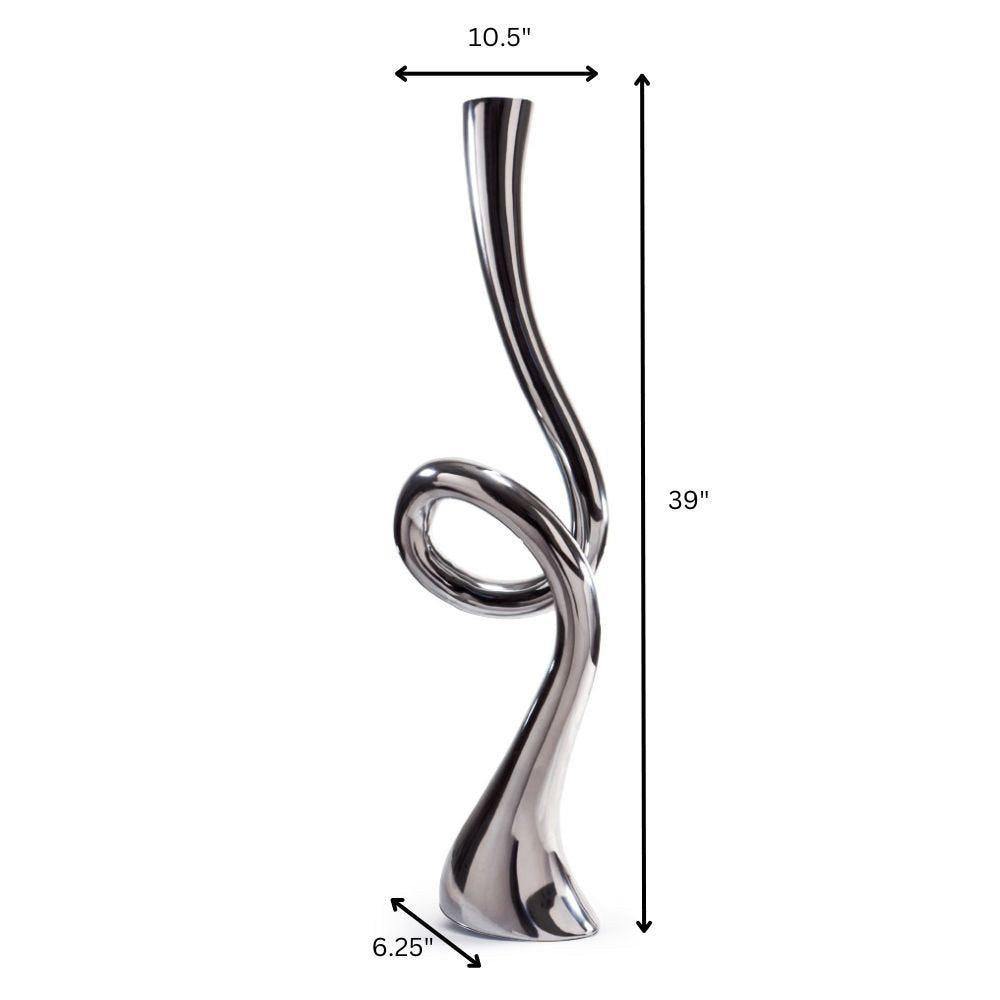 39" Silver Trumpet Aluminum Floor Vase HomeRoots
