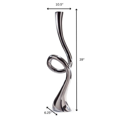 39" Silver Trumpet Aluminum Floor Vase HomeRoots