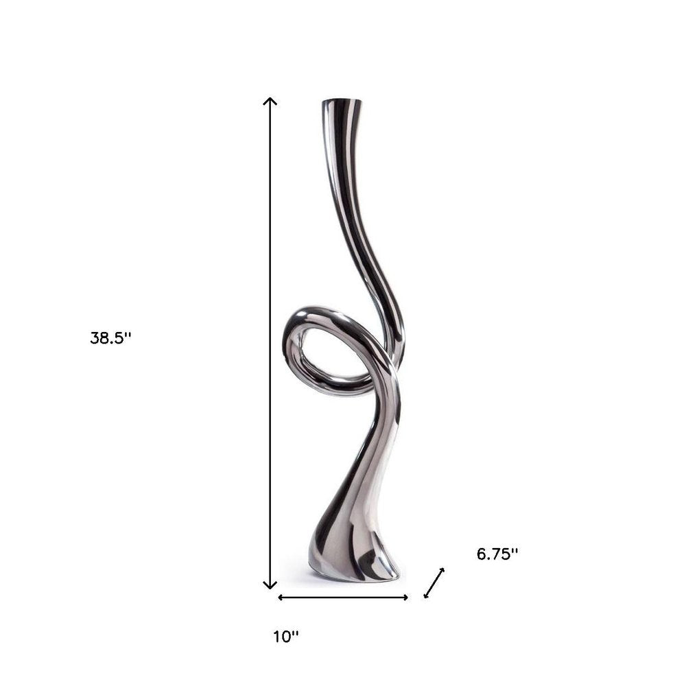 39" Silver Trumpet Aluminum Floor Vase HomeRoots