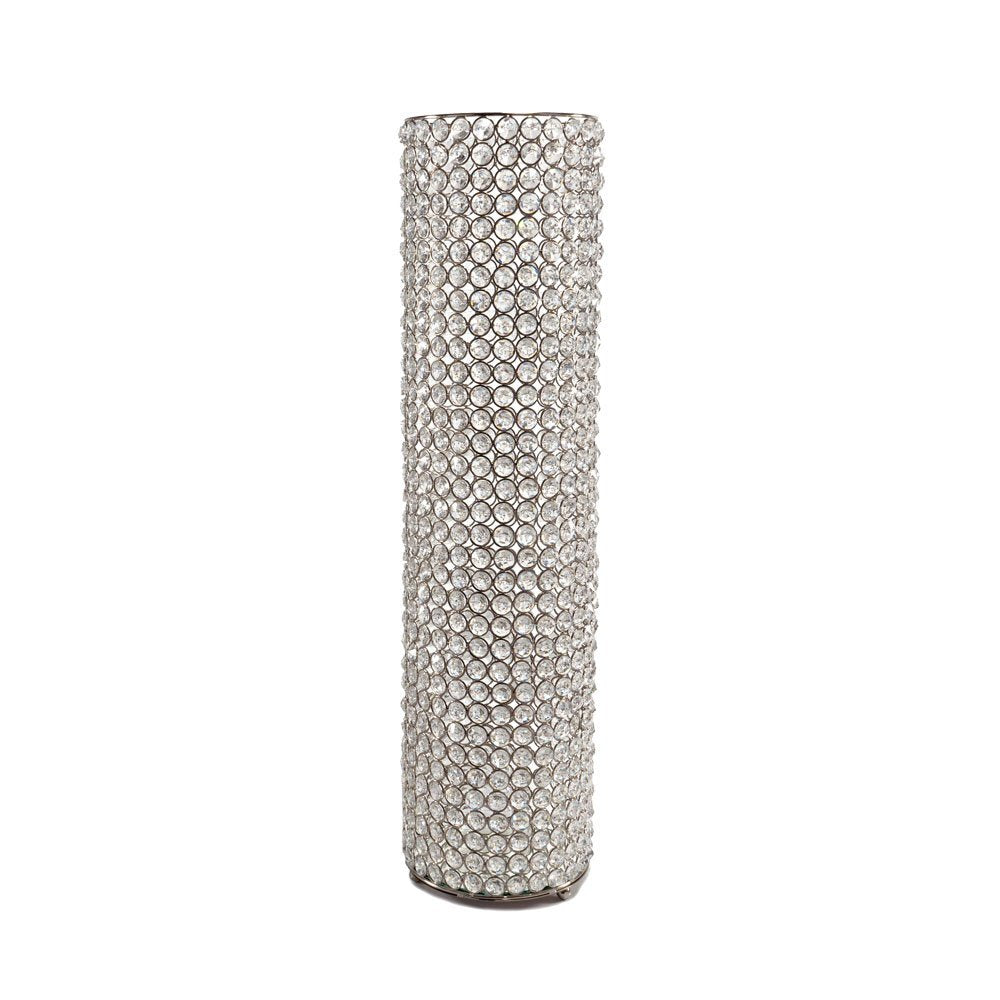 21" Clear And Silver Faux Crystal And Metal Table Vase HomeRoots